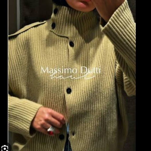 SEARCHING FOR Massimo Dutti Khaki Ribbed Cardigan - Picture 2 of 2